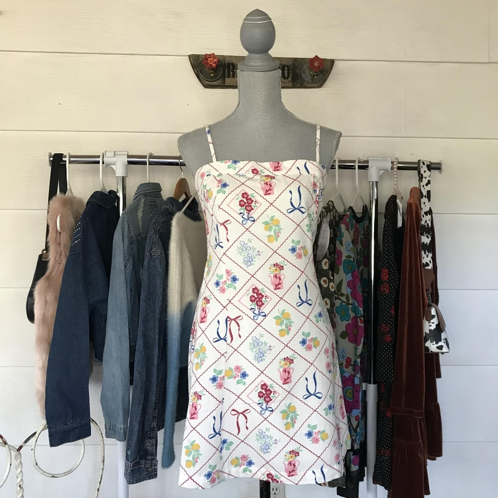 Japra NWOT Floral And Ribbon Patterned Mini Dress Womens Size Medium